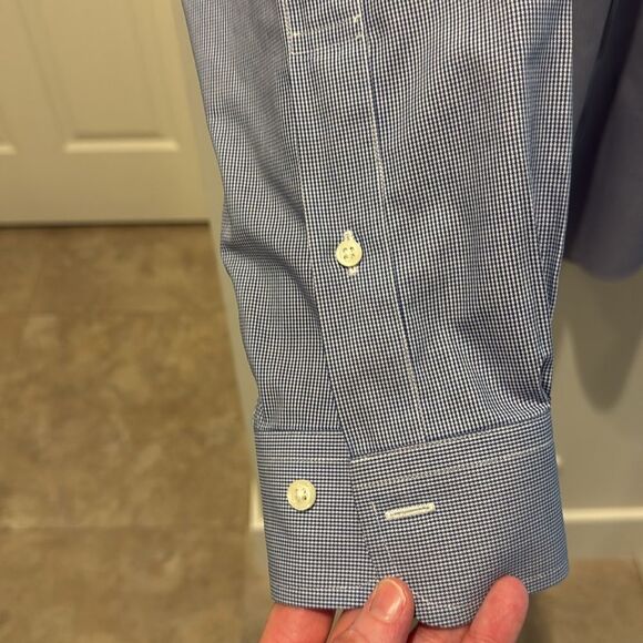 Brooks Brothers Blue Button Down Shirt Houndstooth pattern size 15 1/2-2/3 - Picture 2 of 8